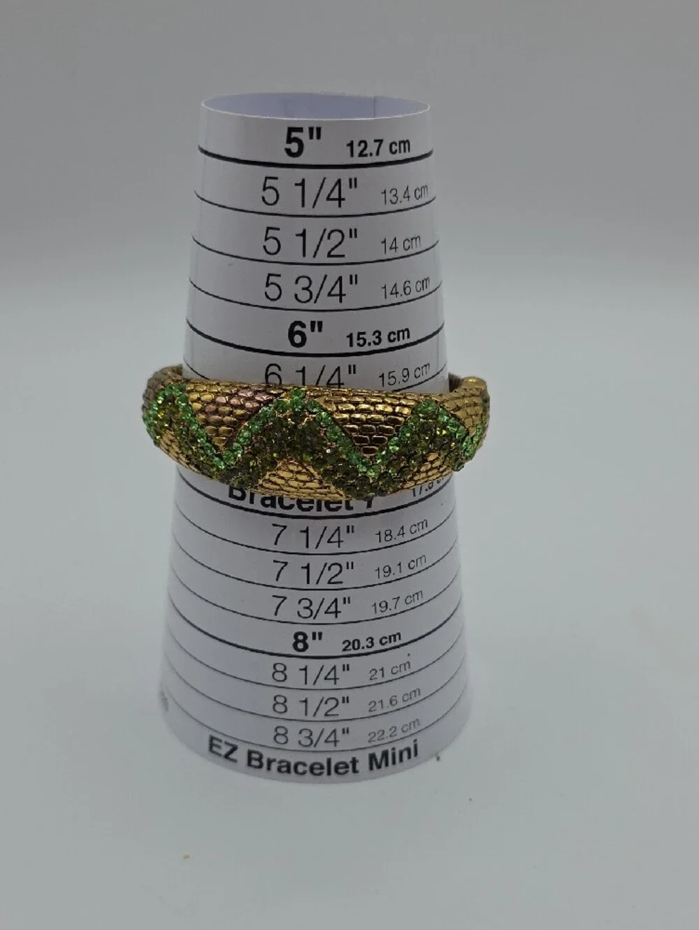 Bangle Clamper Bracelet with Green Crystal Accent